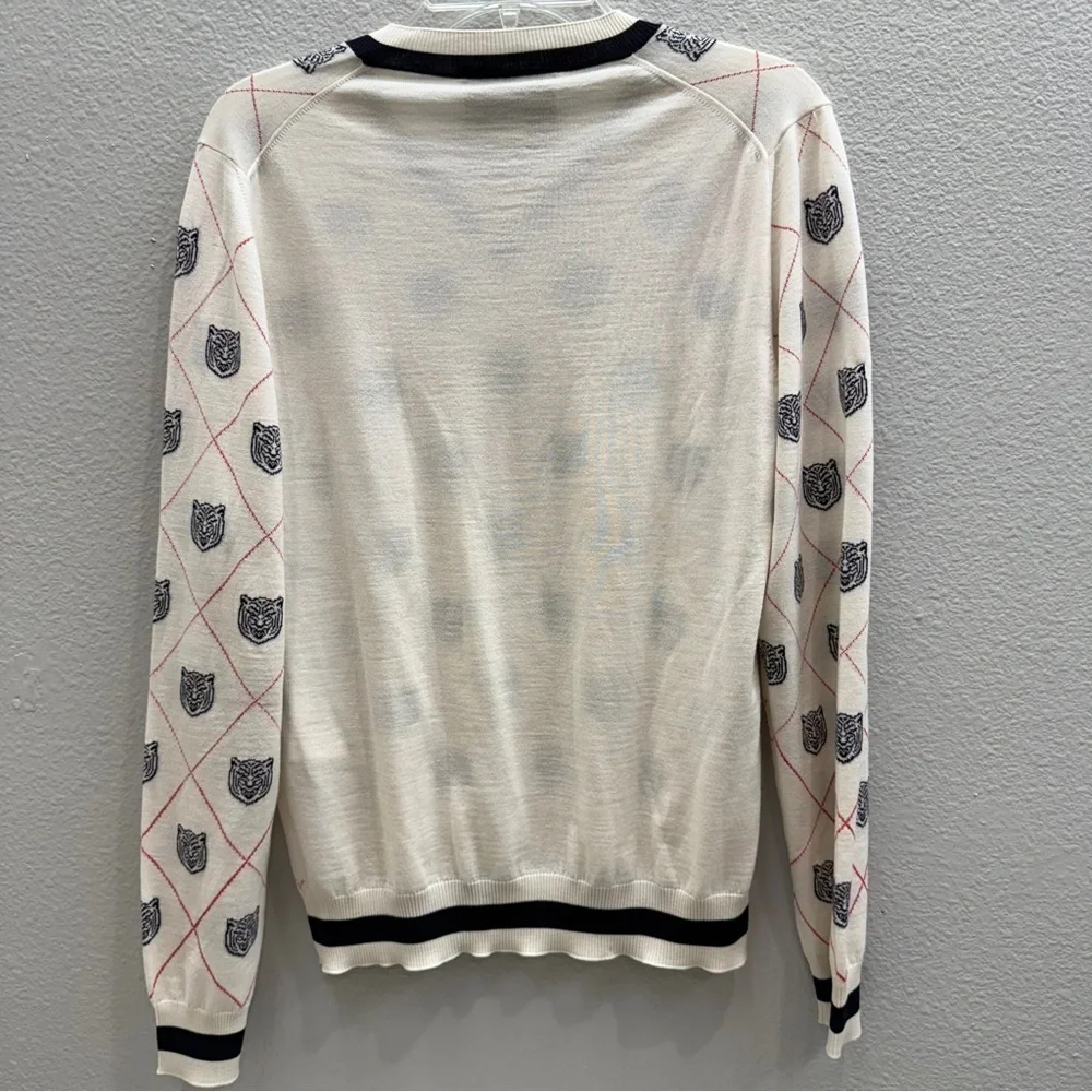 Gucci Tiger Head Sweater Size Small Argyle Pullover Authentic *small flaw*